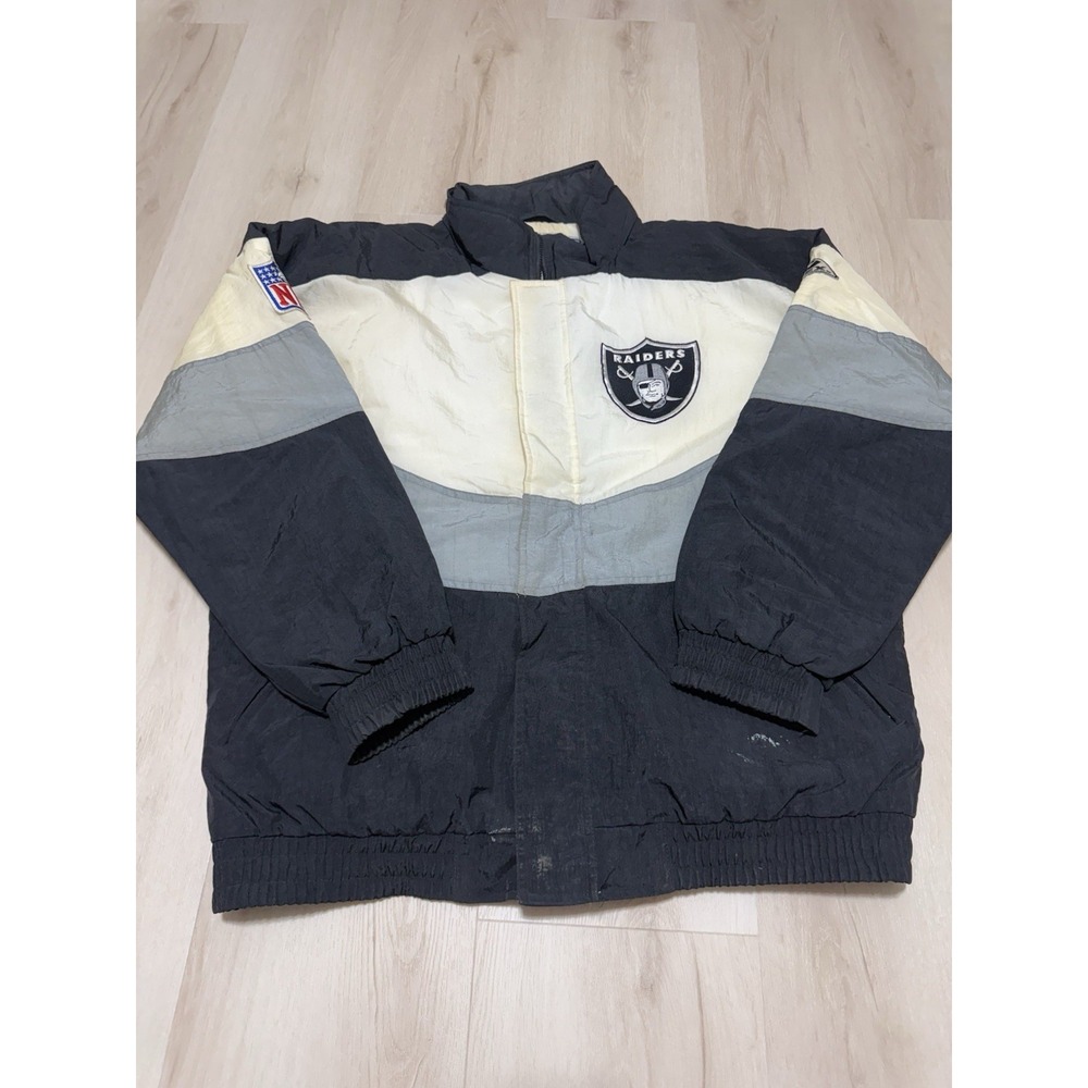 Vintage 90s Las Vegas Raiders Jacket Men's Large Apex One Football NFL Pro Line